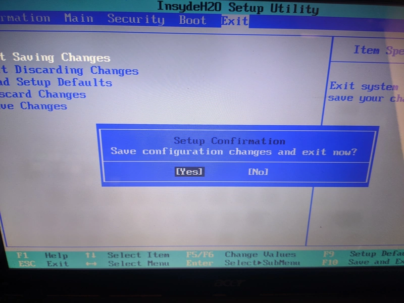 save menu bios