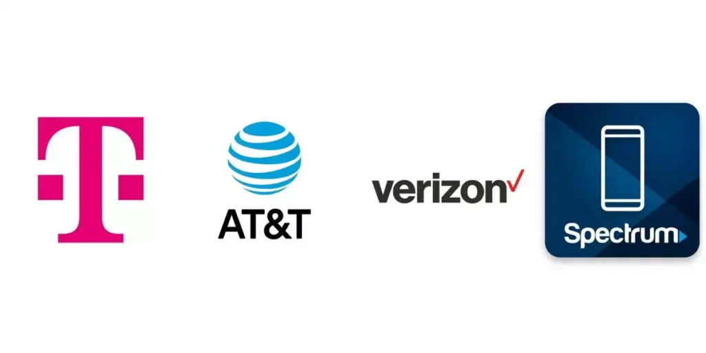 T-Mobile, AT&T, Verizon, Spectrum carrier logos